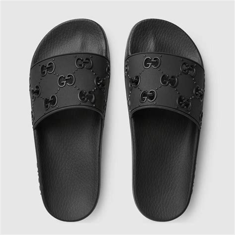 gucci ladies slides|all black Gucci slides women's.